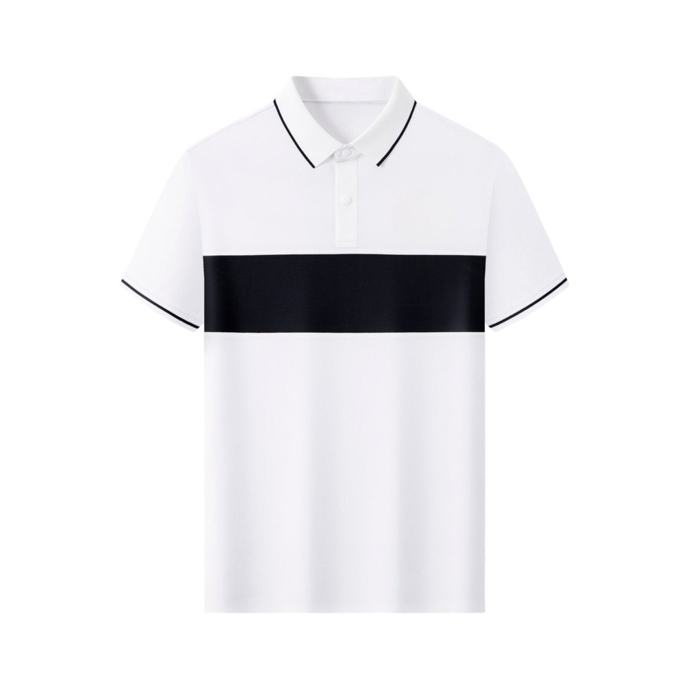 Áo Polo Color-Block Viền Kẻ, màu trắng