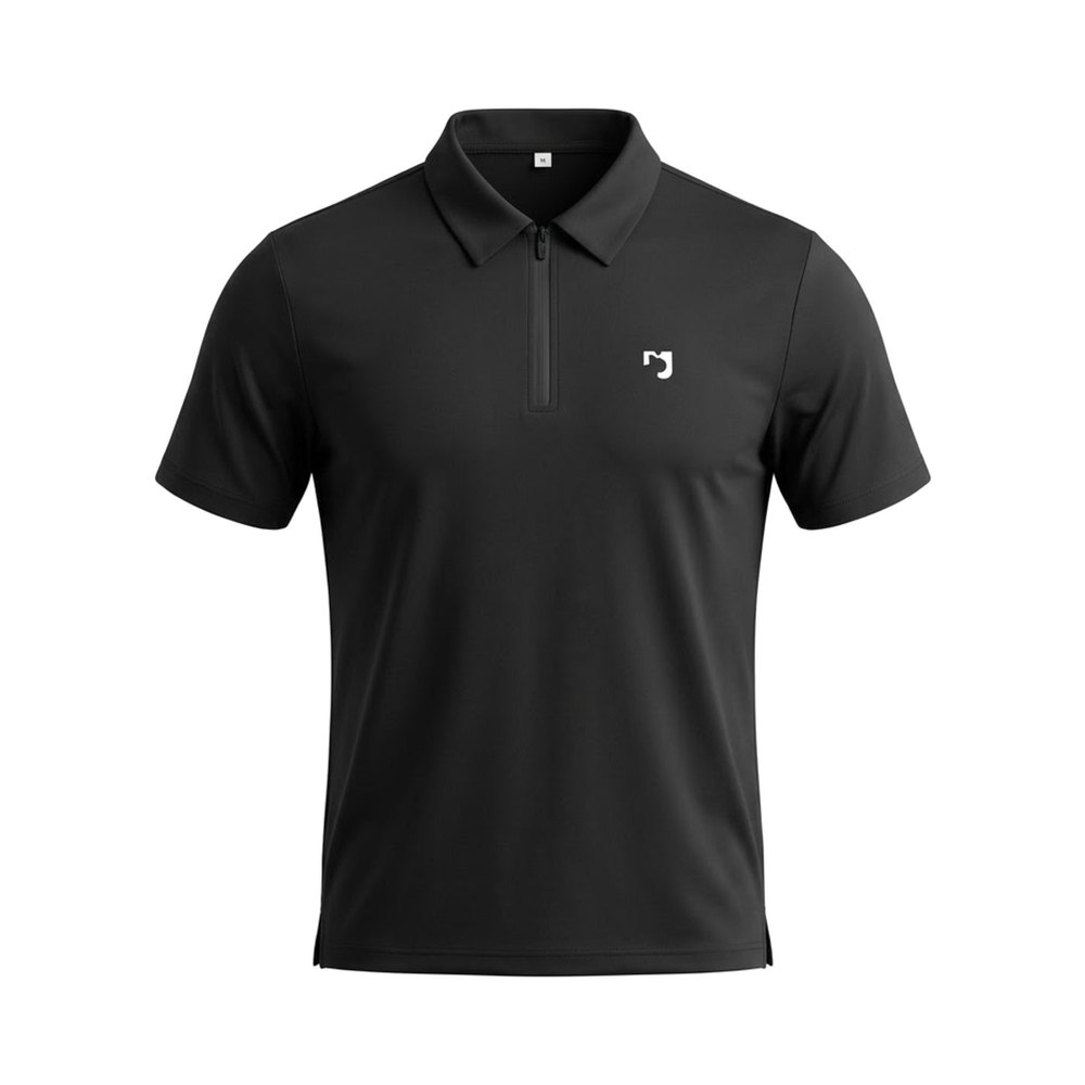 Áo Polo Zip Trơn, màu đen