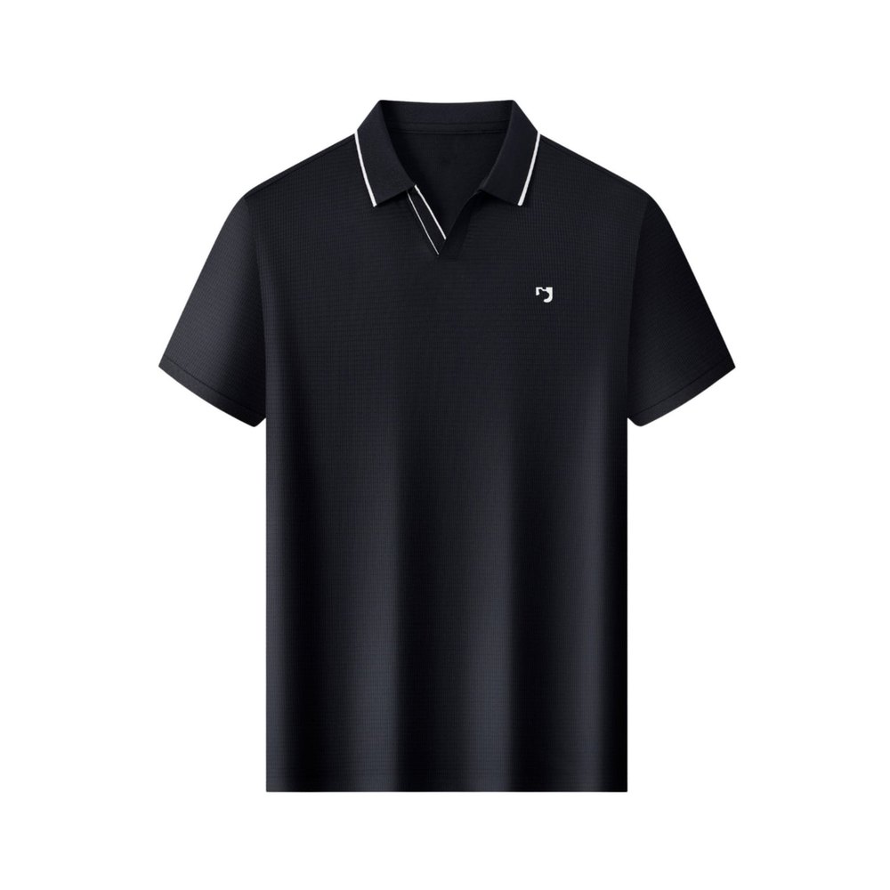 Áo Polo Cổ V Phối Viền, màu đen