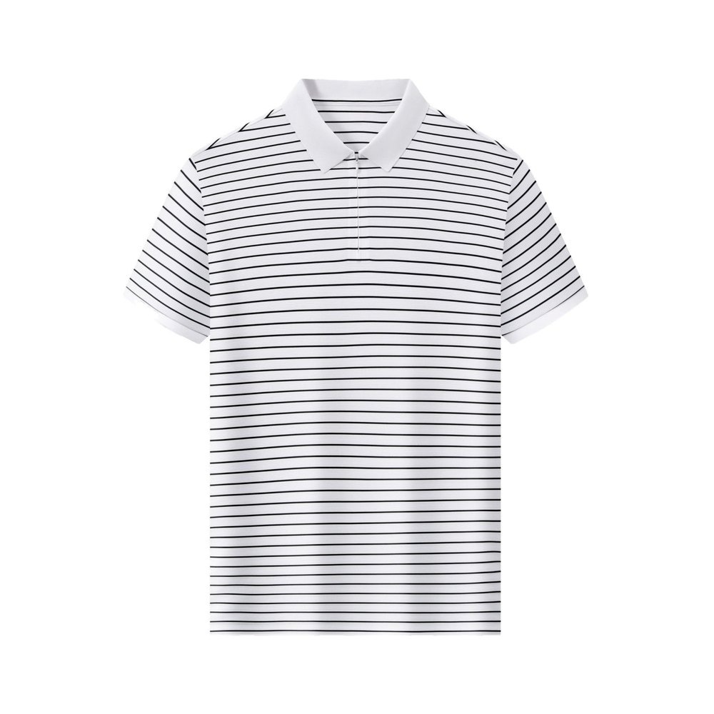Áo Polo Zip Kẻ Sọc, màu trắng